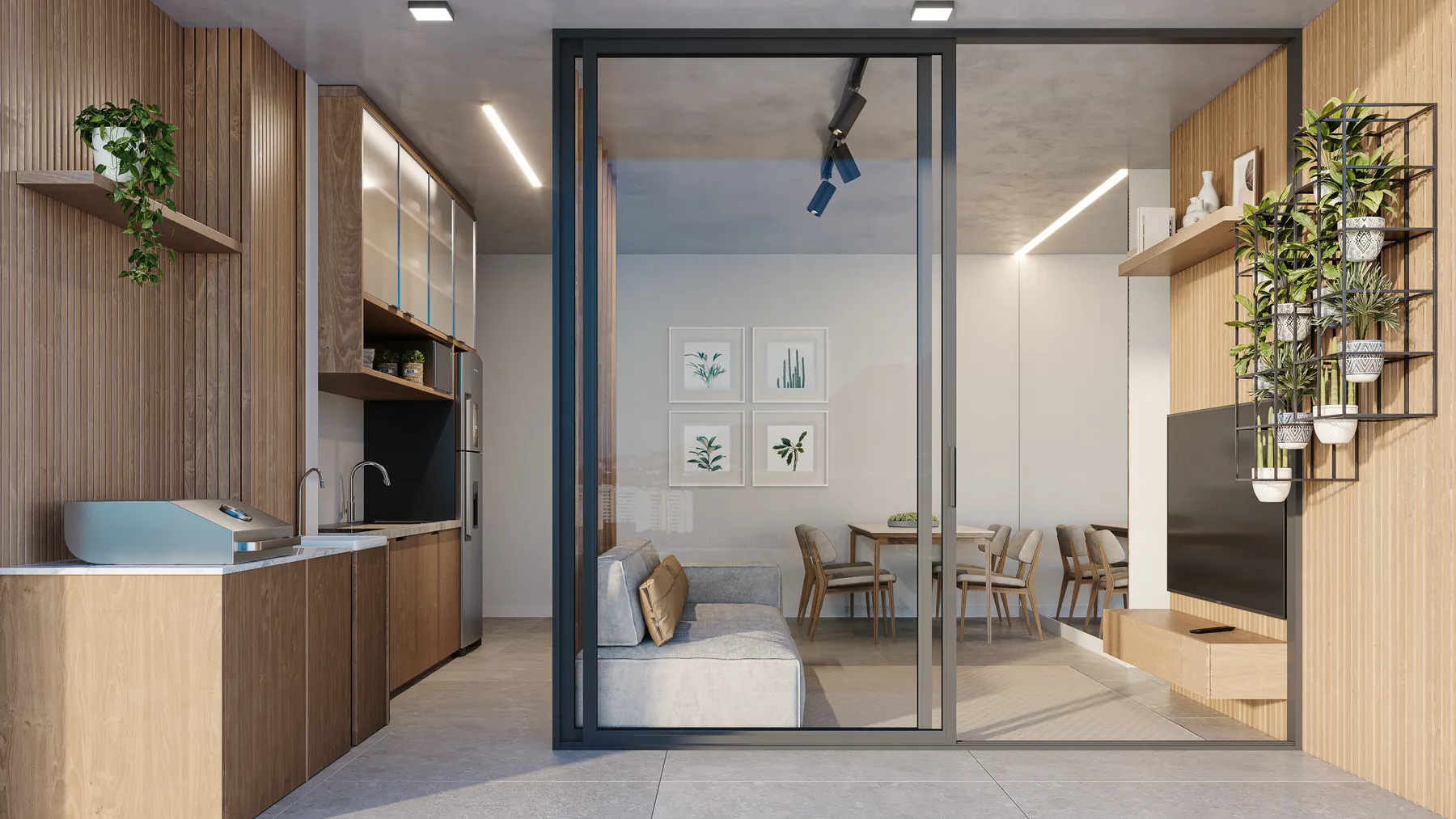 Sala de apartamento de 3 quartos