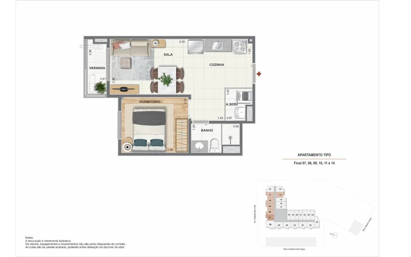 Planta de 1 quarto