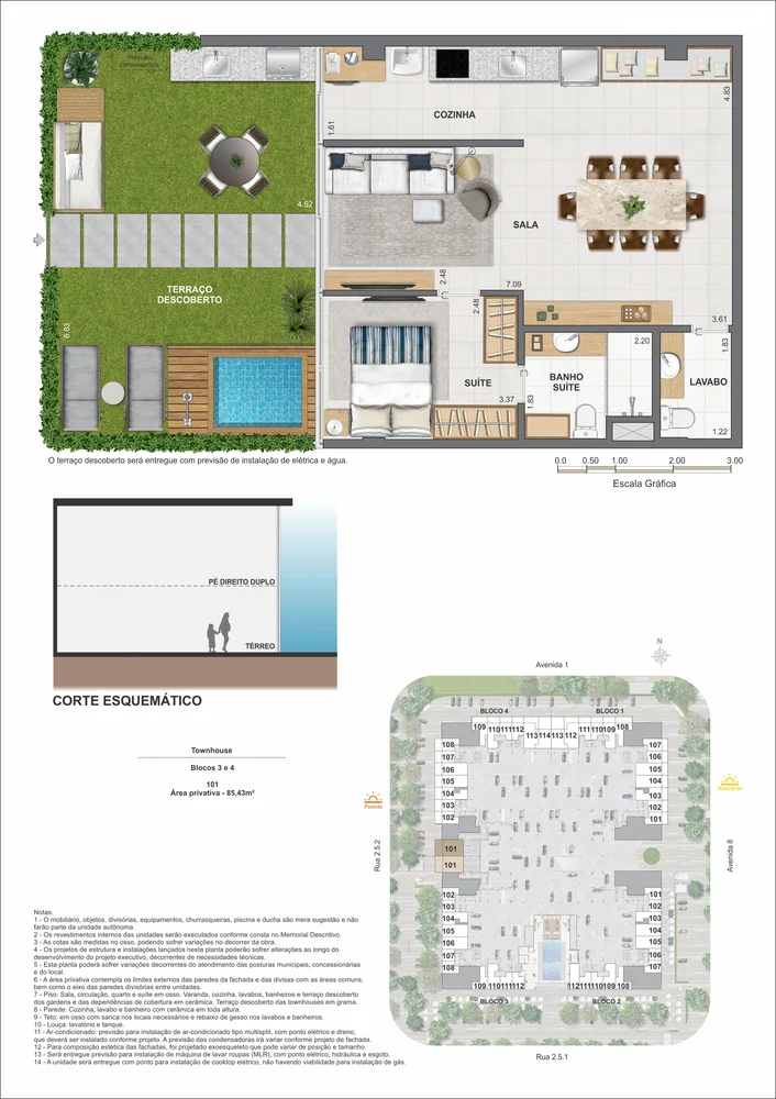 Planta townhouse do Arte Wave
