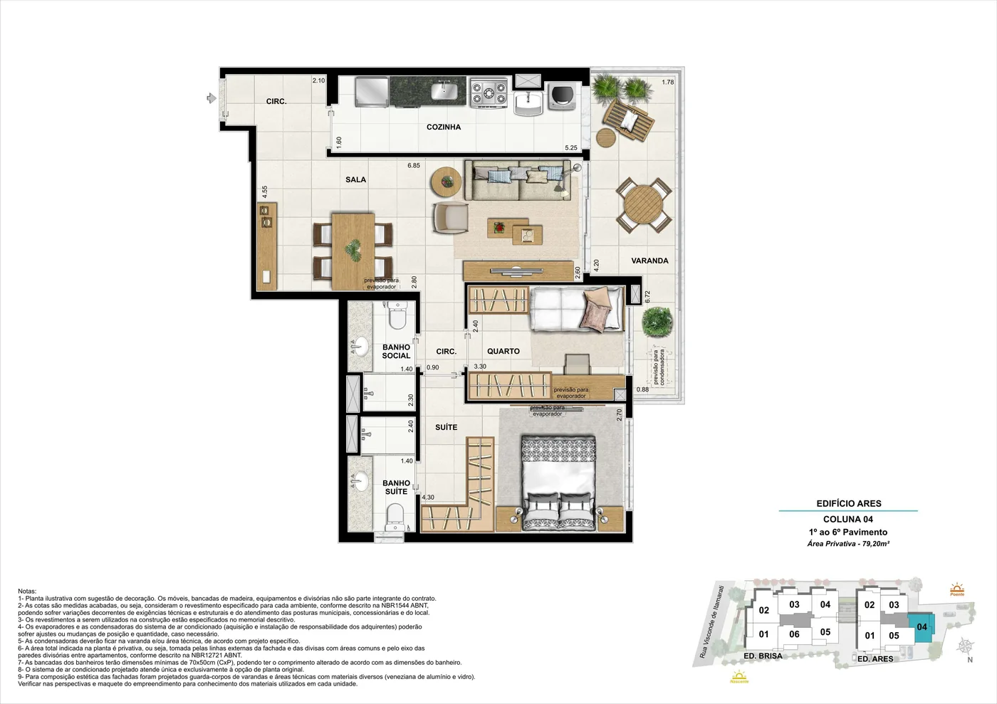Ed. Ares, coluna 5, 3 quartos, 97,46 m²