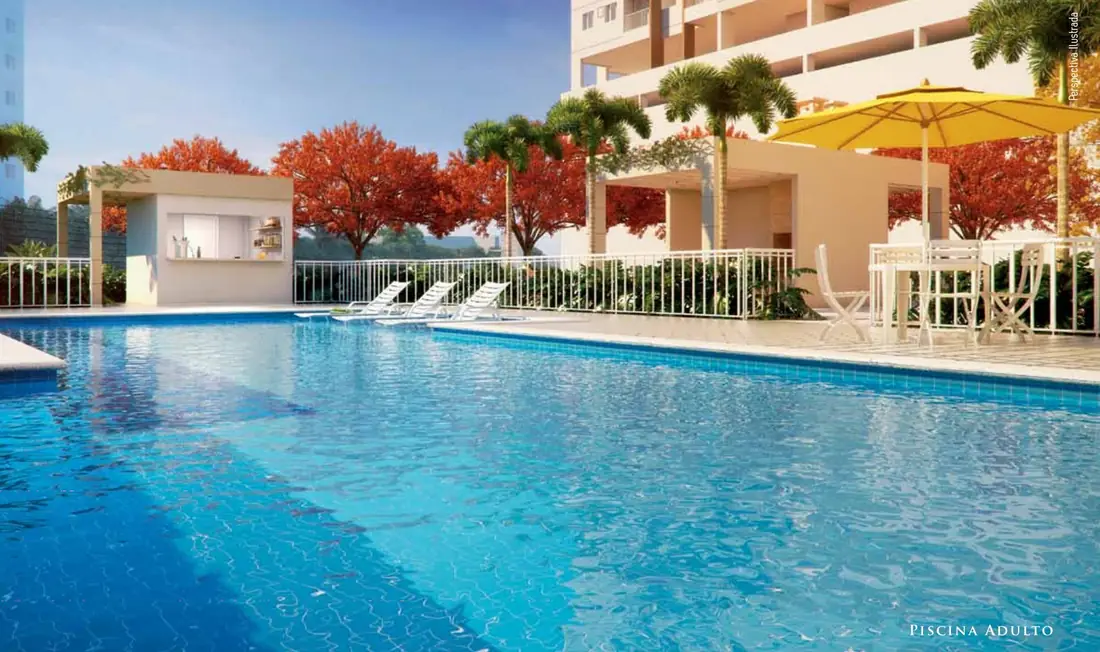 Piscina adulto, perspectiva do Rio Residencial
