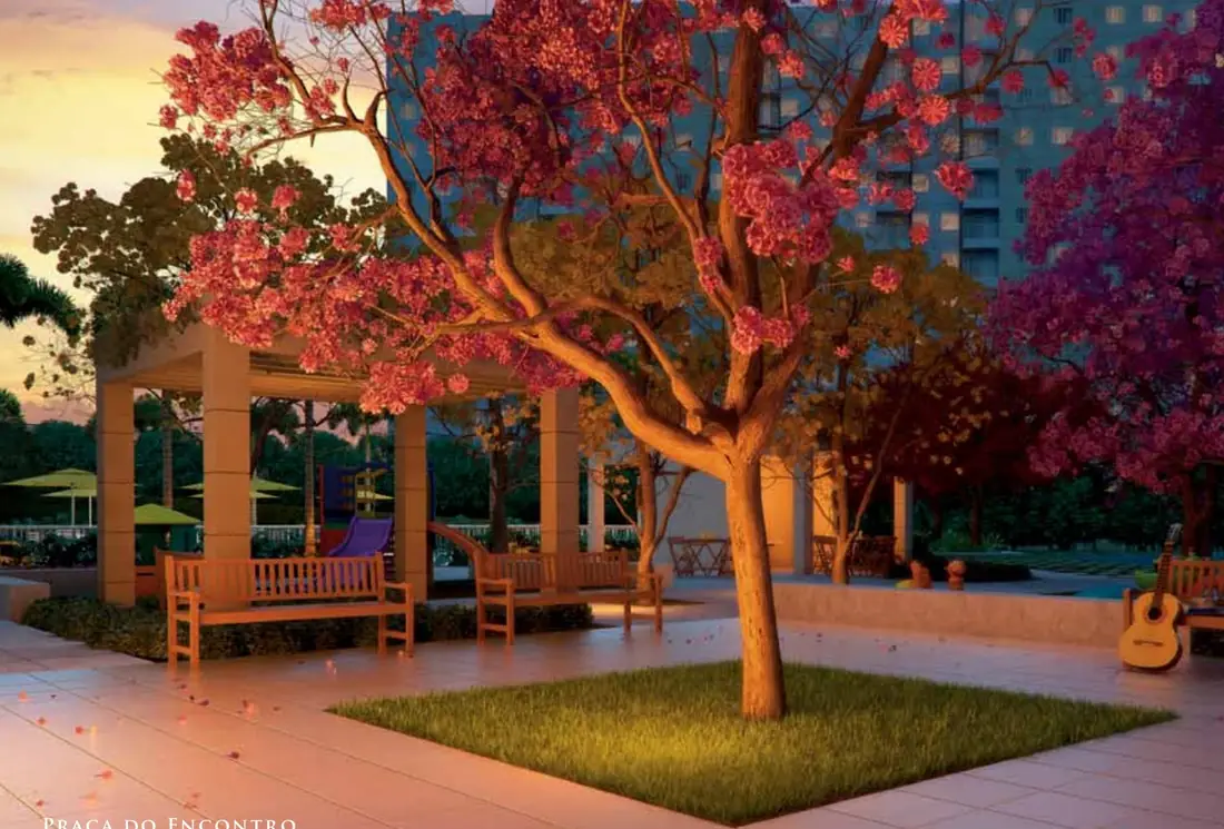 Praça do encontro, perspectiva do Rio Residencial