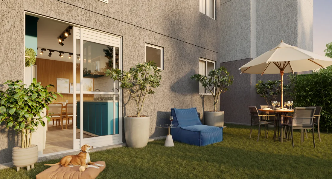Apartamento garden com quintal e área externa no Bosque Jacarepaguá