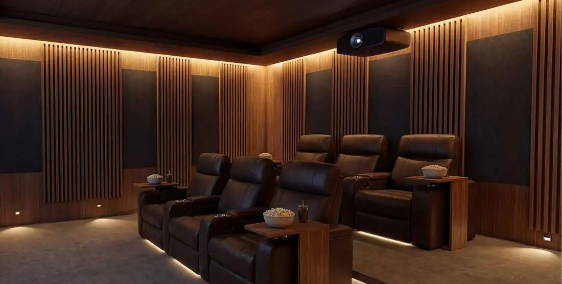 Sugestão de sala de cinema no apartamento do Bruma