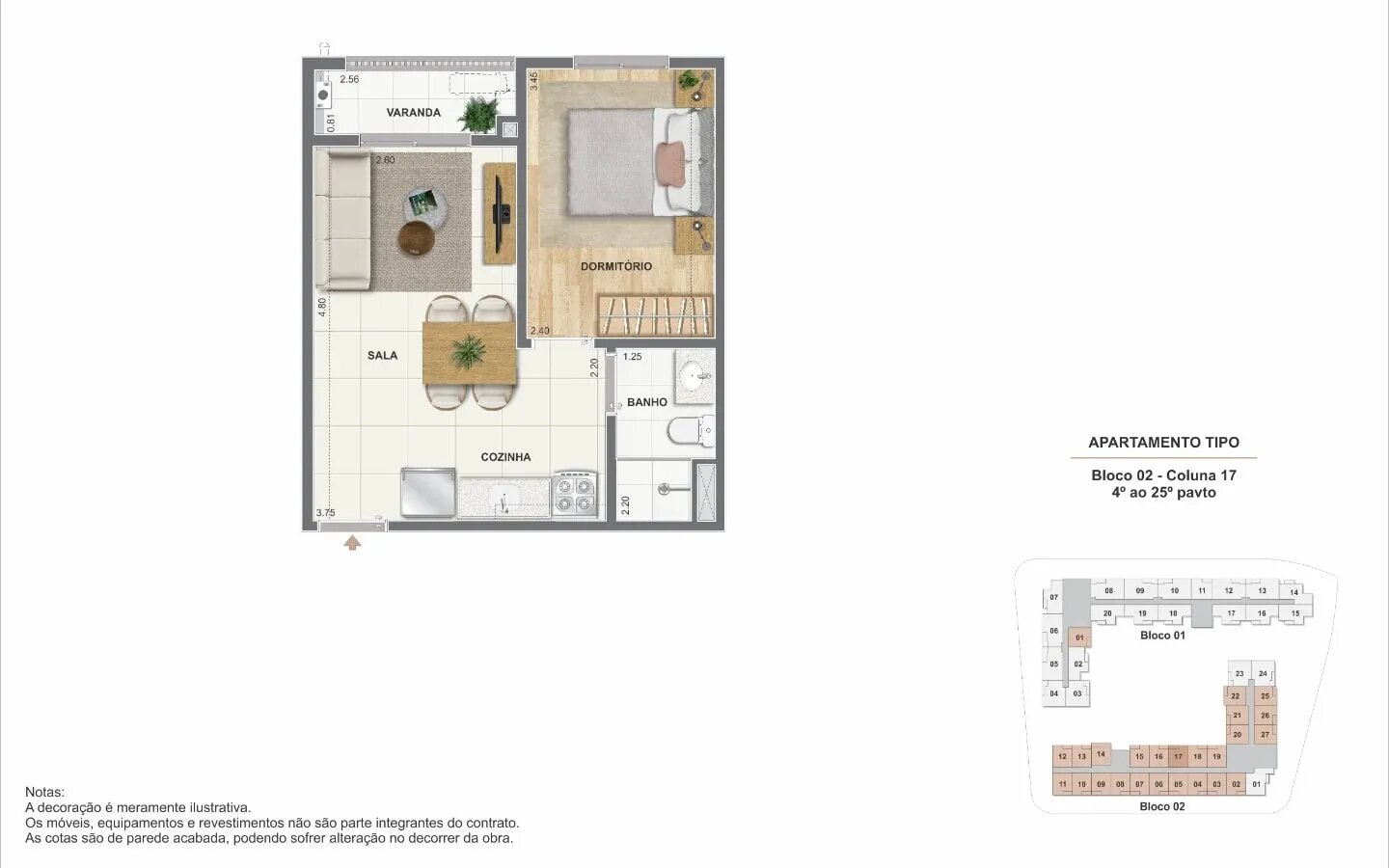 Planta de 1 quarto