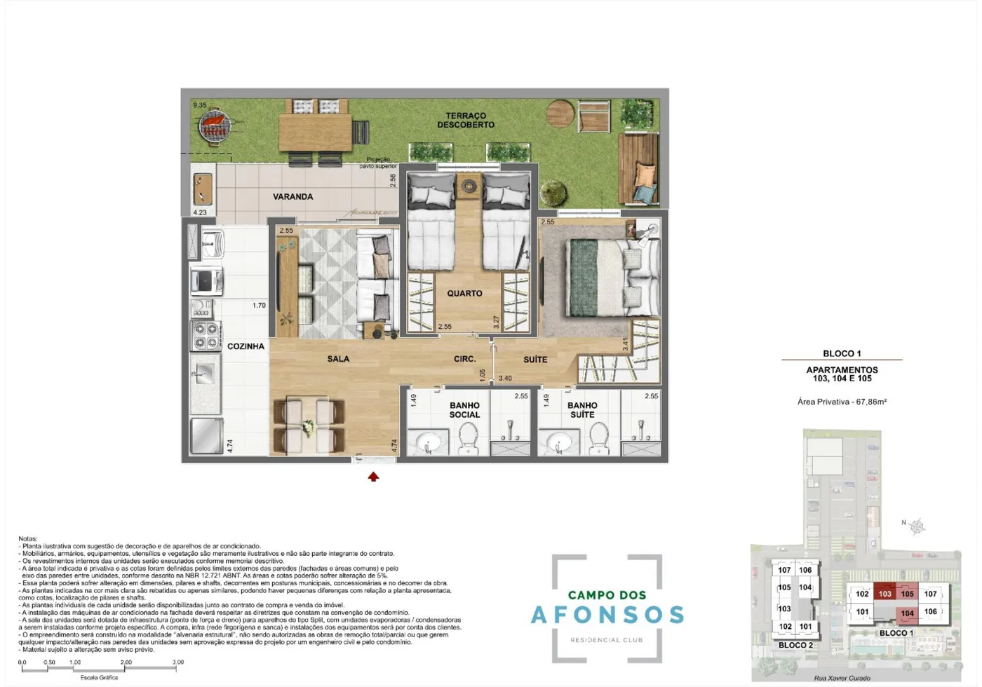 Planta do Campo dos Afonsos Residencial Club