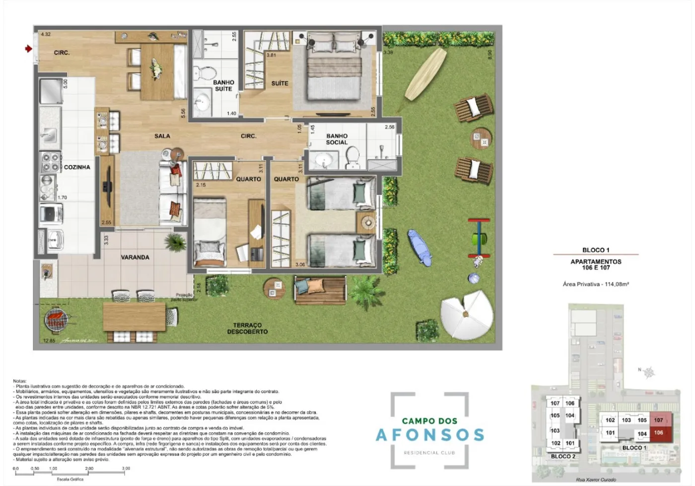 Planta do Campo dos Afonsos Residencial Club