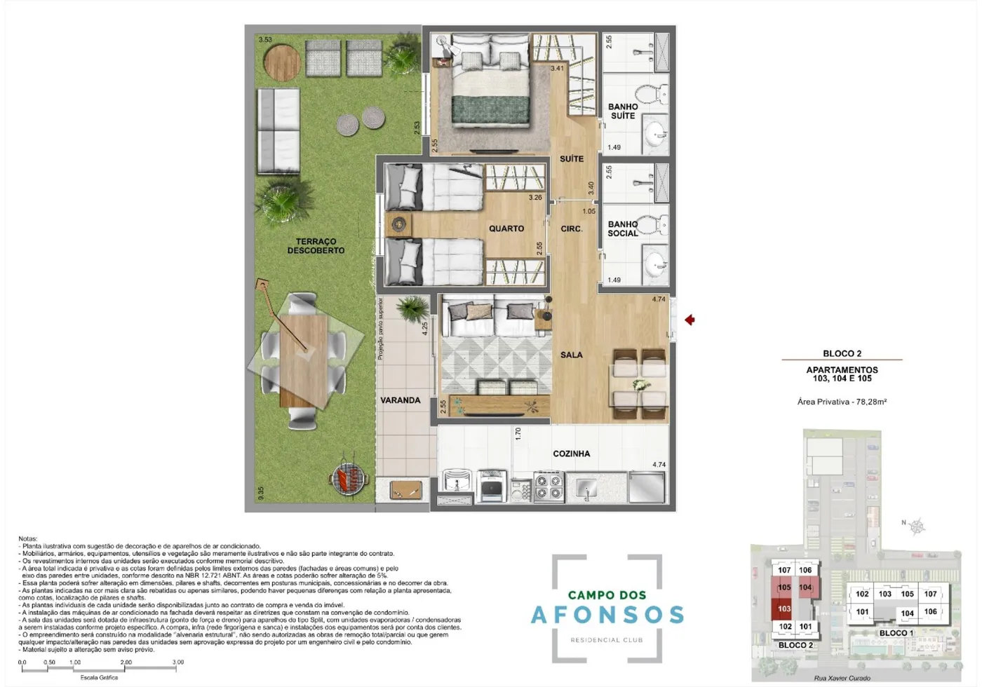 Planta do Campo dos Afonsos Residencial Club
