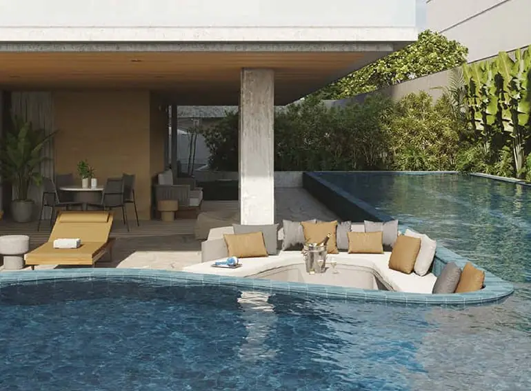 Piscina com solarium do Canto Mar