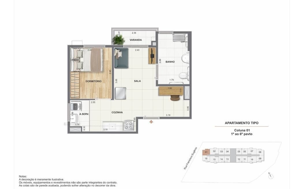 Planta de 1 quarto