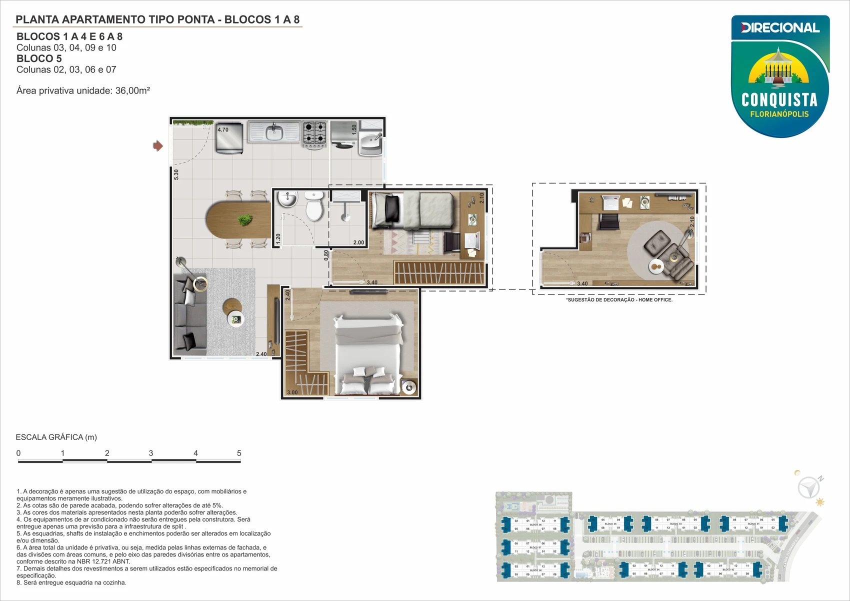 Planta alternativa 2 quartos - Conquista Florianopolis