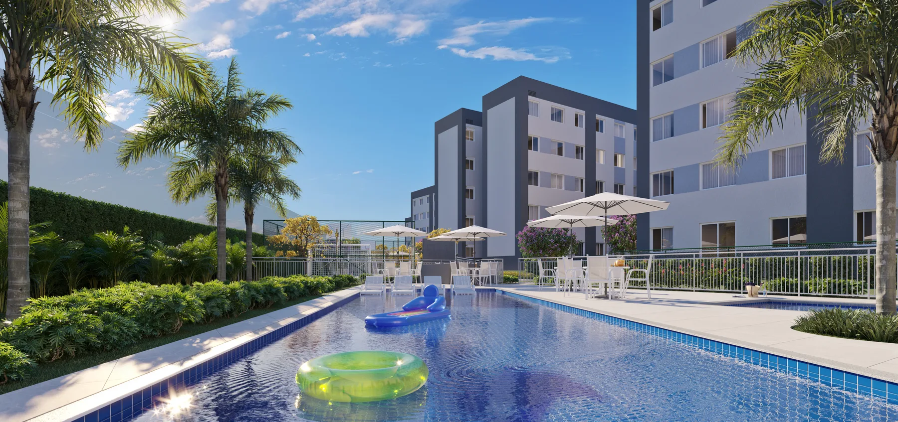 Piscina adulto com deck molhado do Conquista Norte Club - Direcional Rio de Janeiro