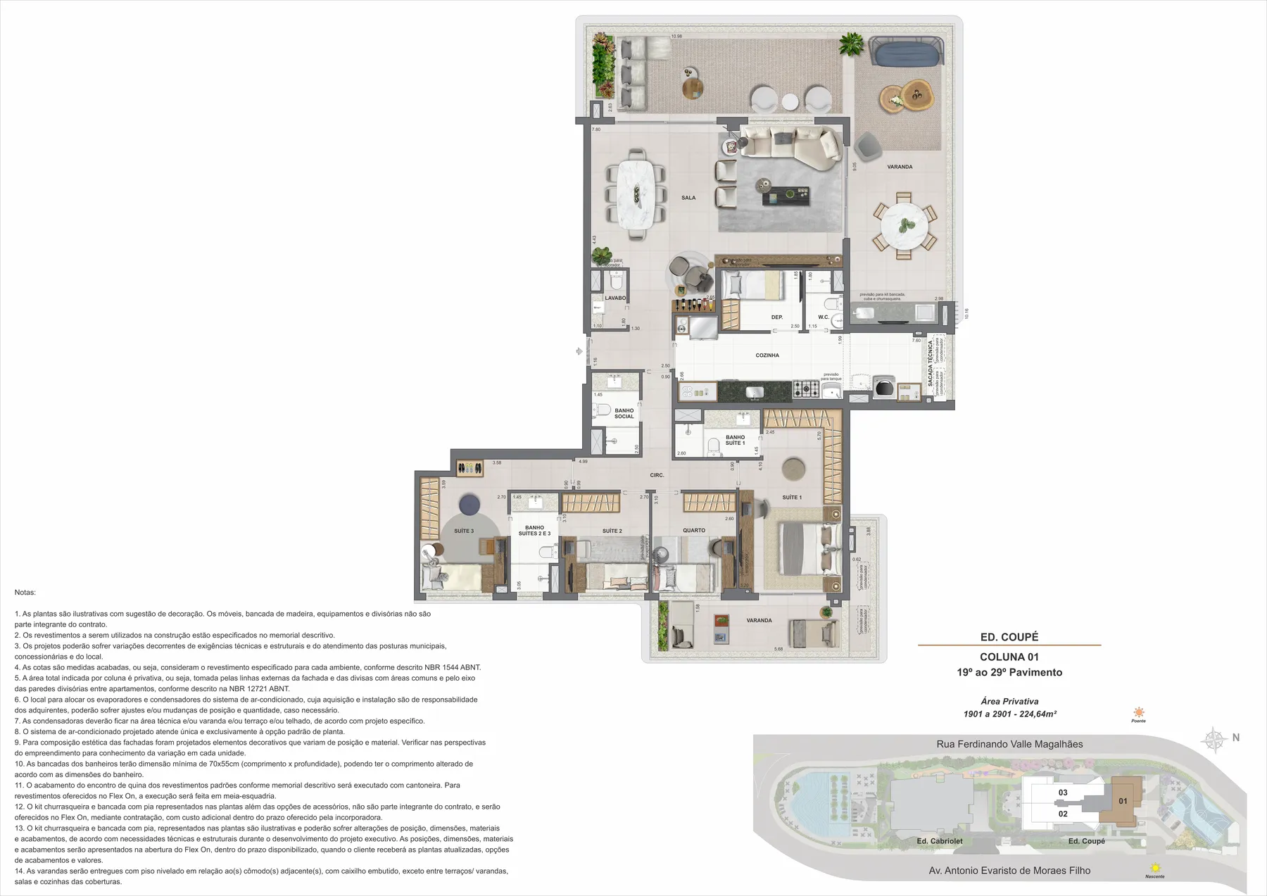Planta do Coupé Tower: Ed. Coupe coluna 01 pavimento 19 ao 29