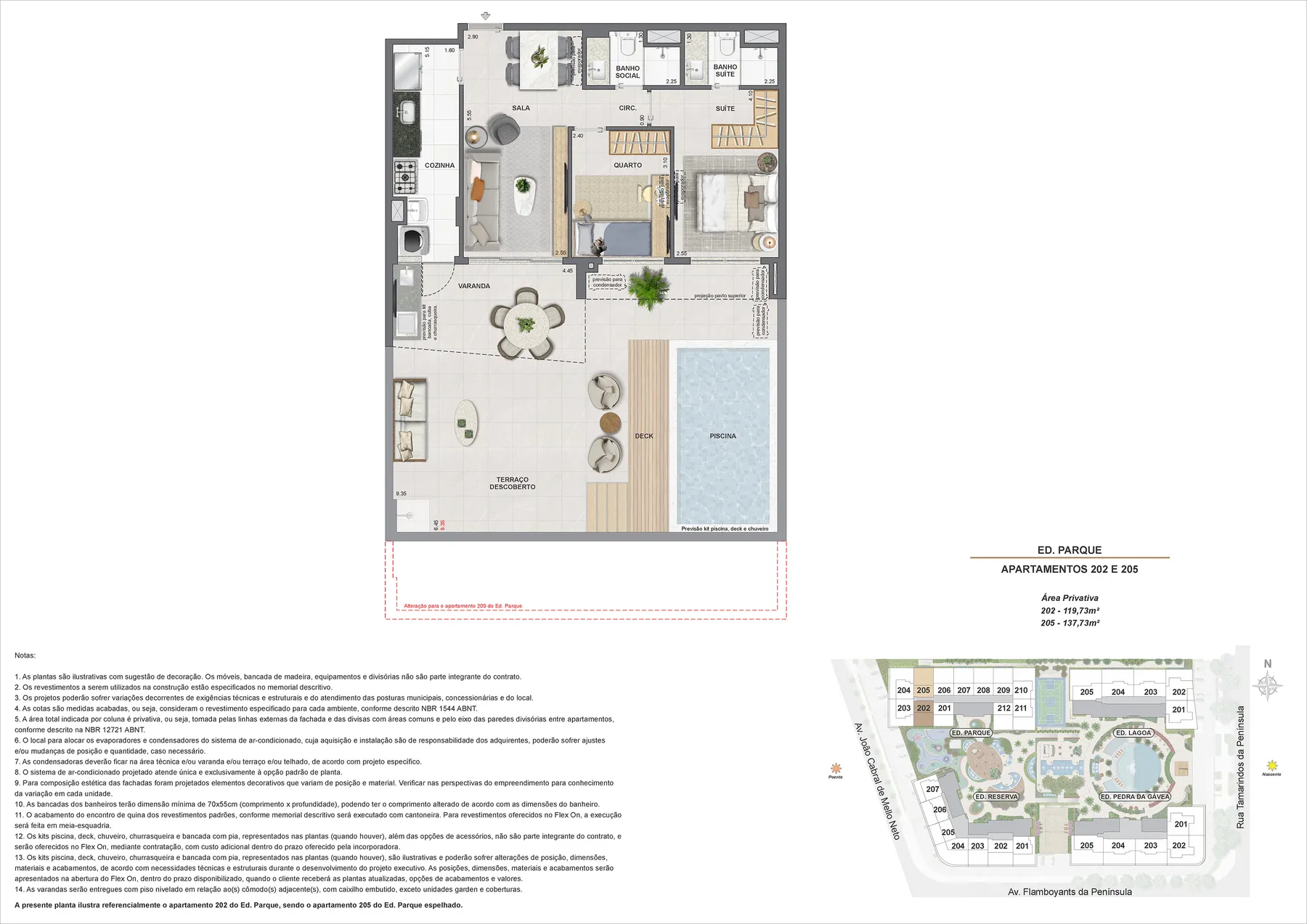 Planta do Endless Península by EDSA: Ed. Parque apartamento 202 e 205