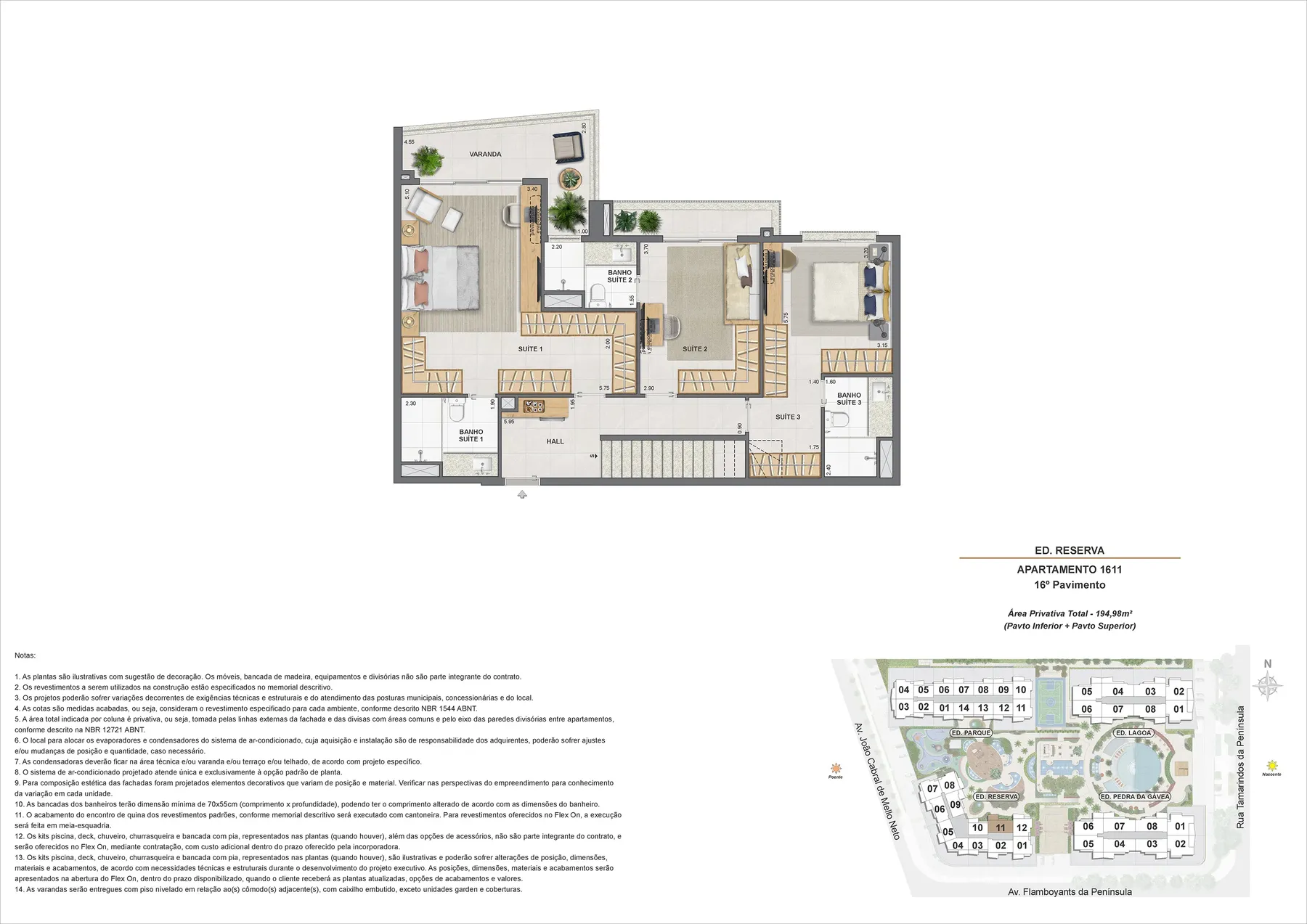 Planta do Endless Península by EDSA: Ed. Reserva apartamento 1611 16pav