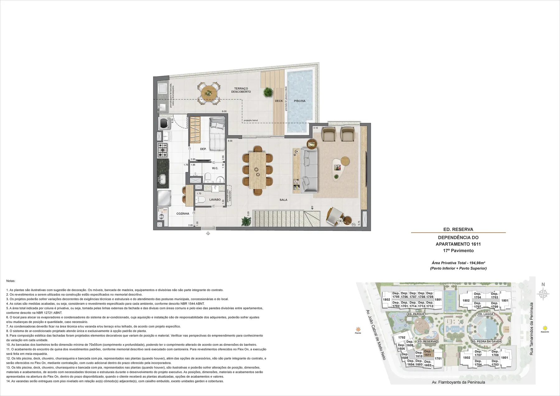 Planta do Endless Península by EDSA: Ed. Reserva dp do apartamento 1611 17pav