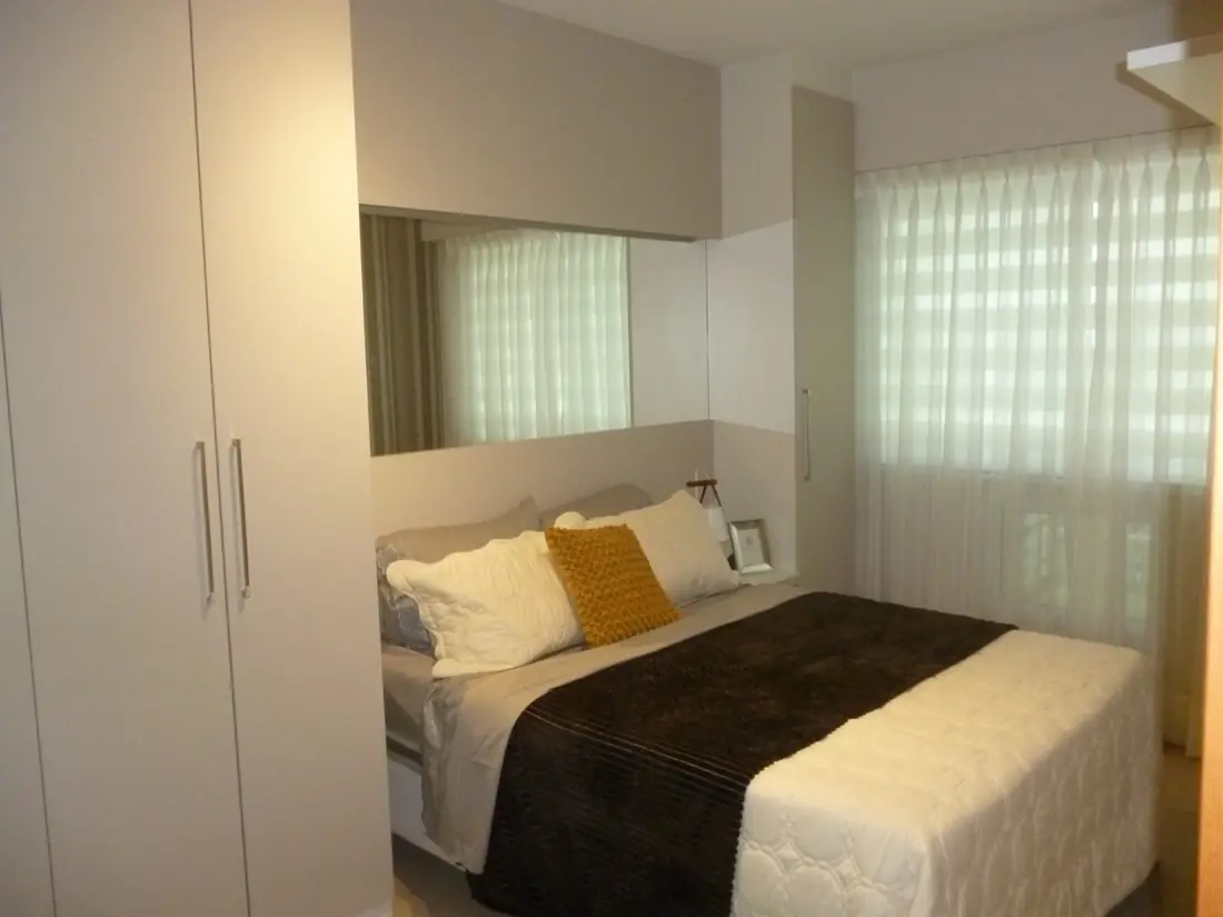 Quarto do apartamento decorado do Expand Residences