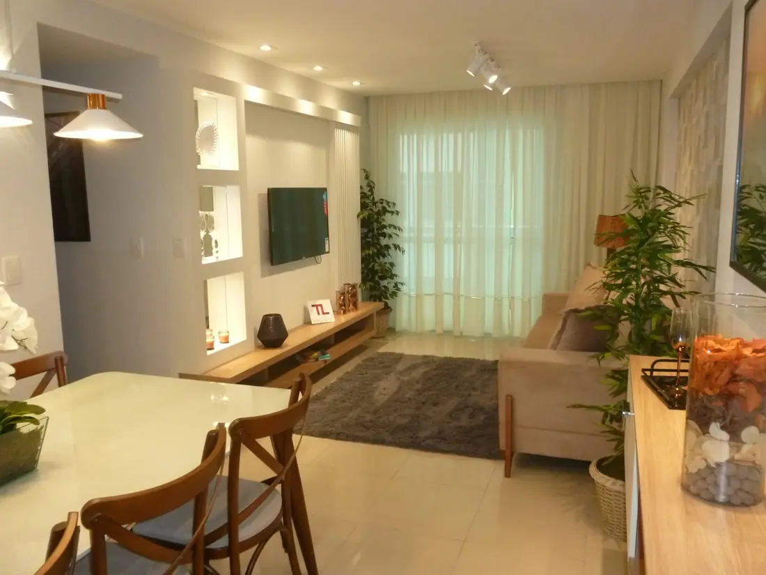 Sala do apartamento decorado do Expand Residences