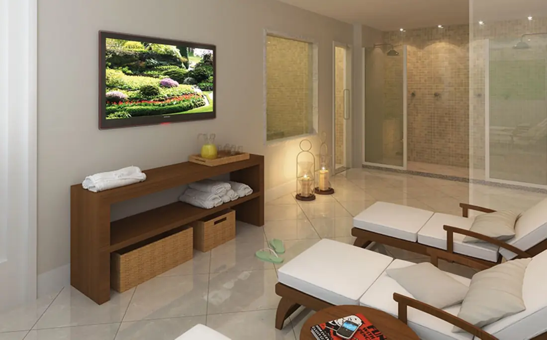 Sauna e espaço de descanso do Expand Residences