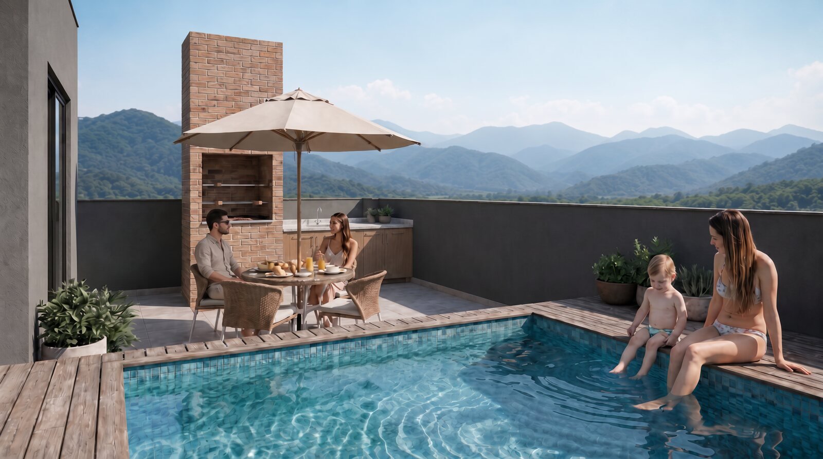 Cobertura com piscina