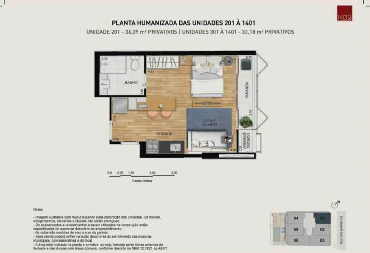Planta do Hub Co-Living Rua das Marrecas Opportunity