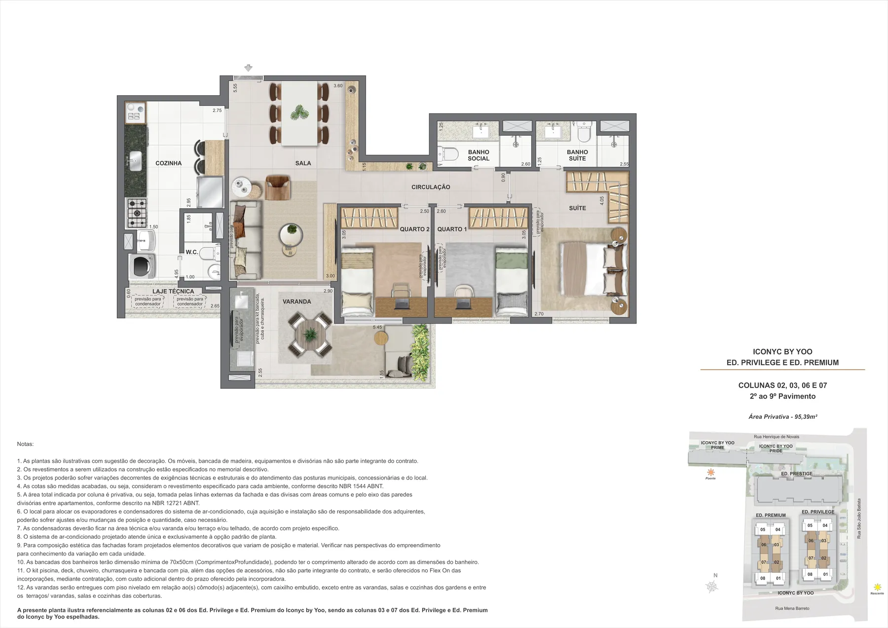 Planta do Iconyc by YOO: Lote 1 bloco 1 e 3 apartamento 02