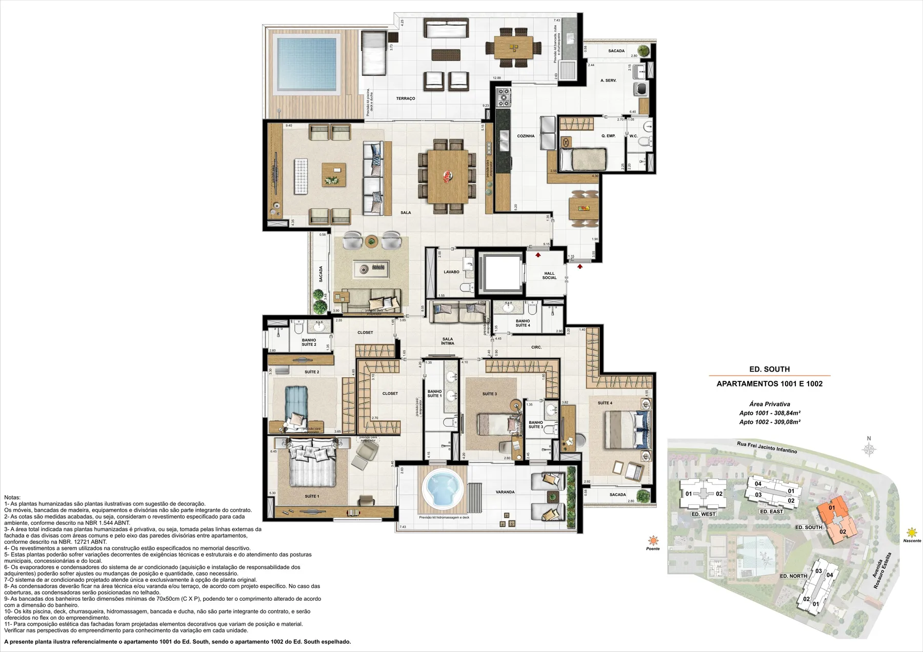 Planta do Latitud: Ed. South cobertura 1001 e 1002