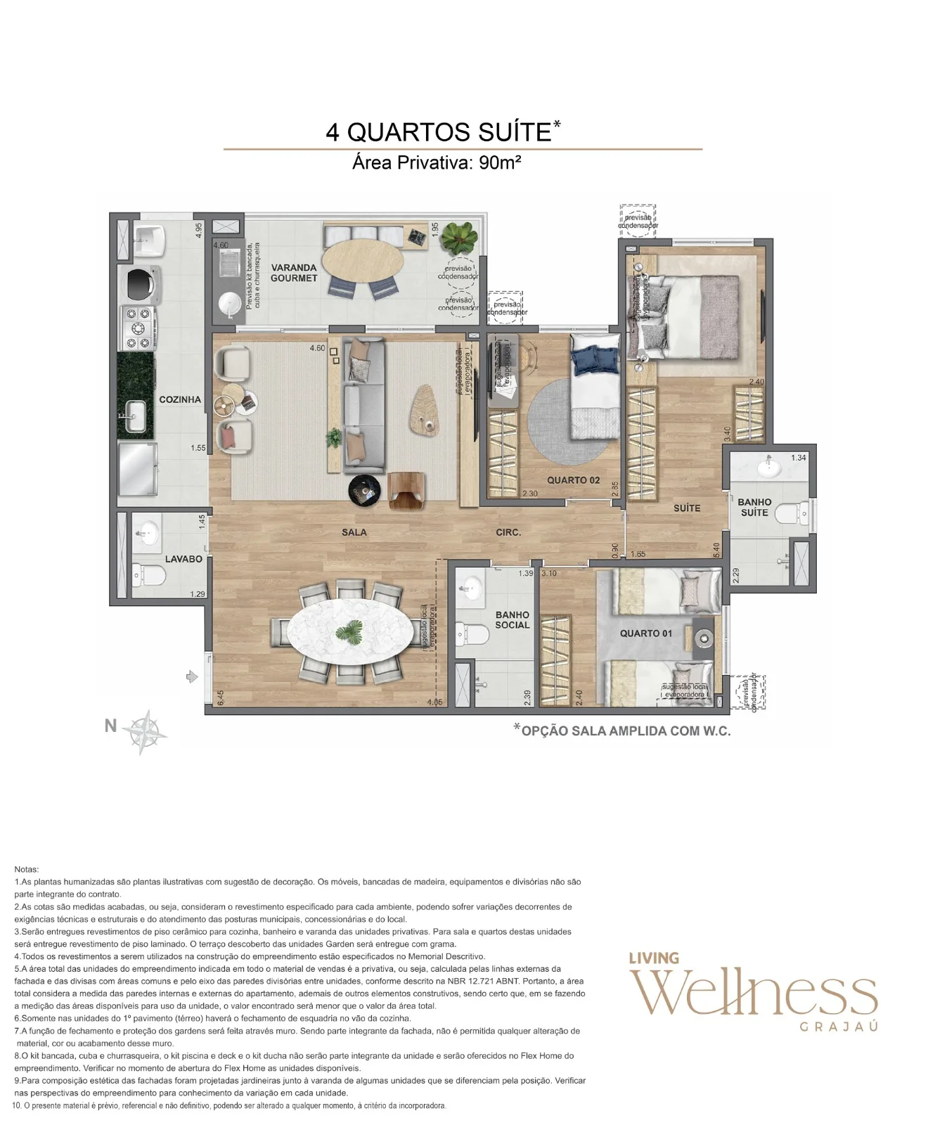 Planta 4 quartos 90 m² no Living Wellness Grajaú