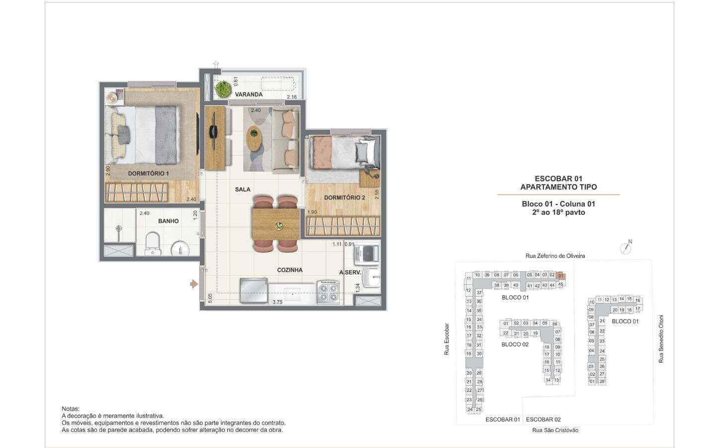 Planta de dois quartos