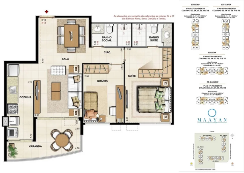 Planta Maayan Cidade Jardim, 2 quartos