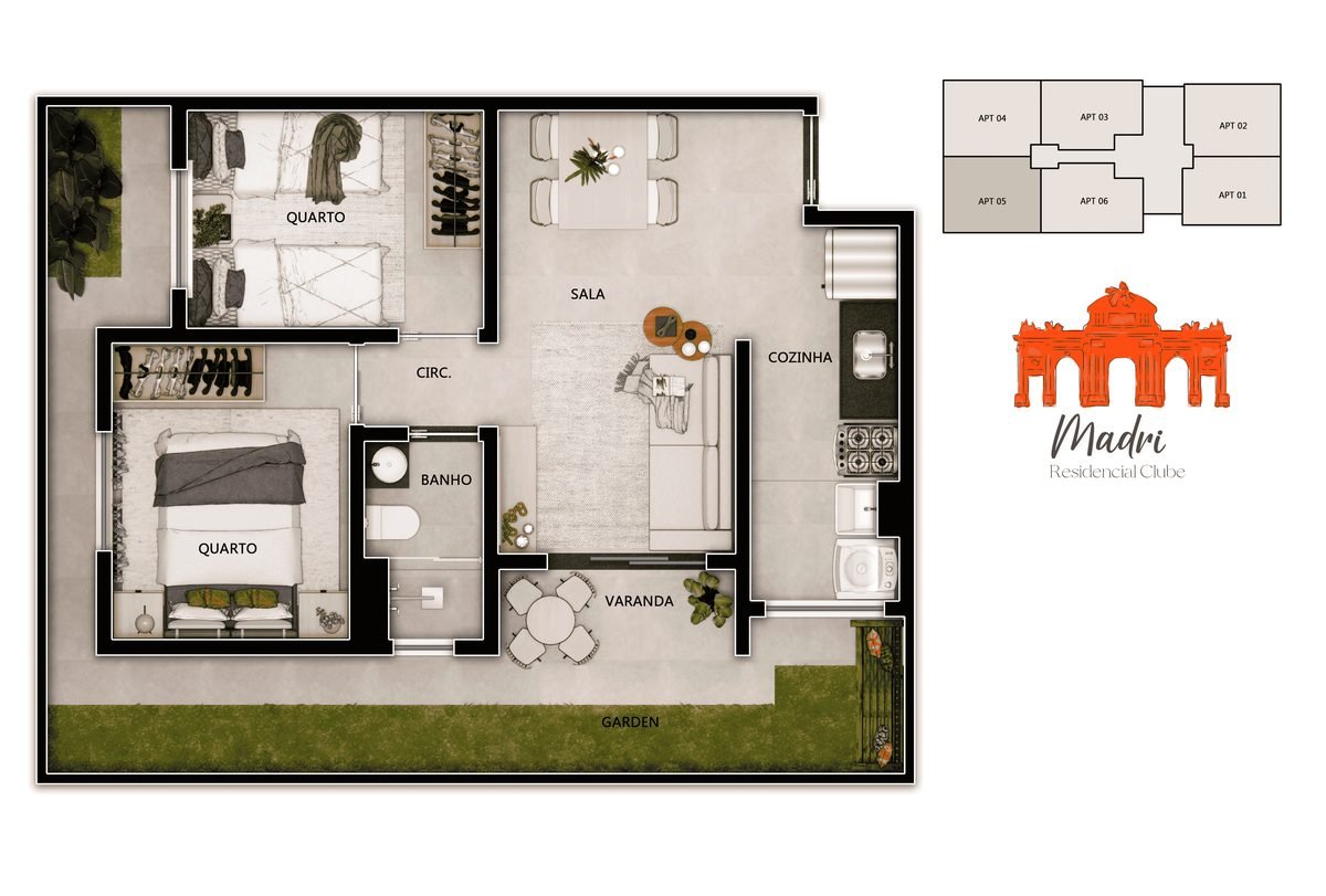 Planta garden do Madri Residencial Clube