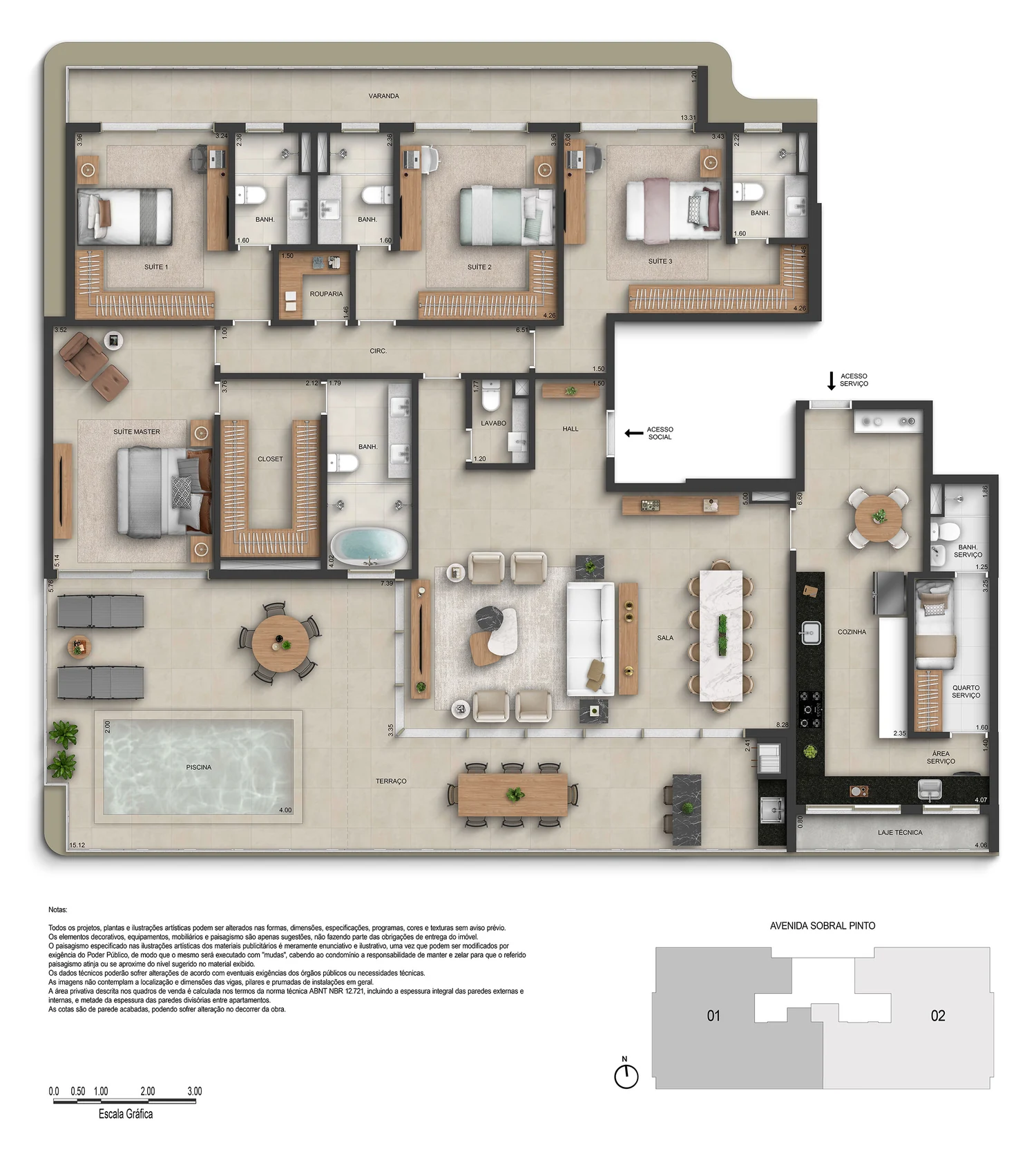 Planta Cobertura linear 1601 do Marino by Breton