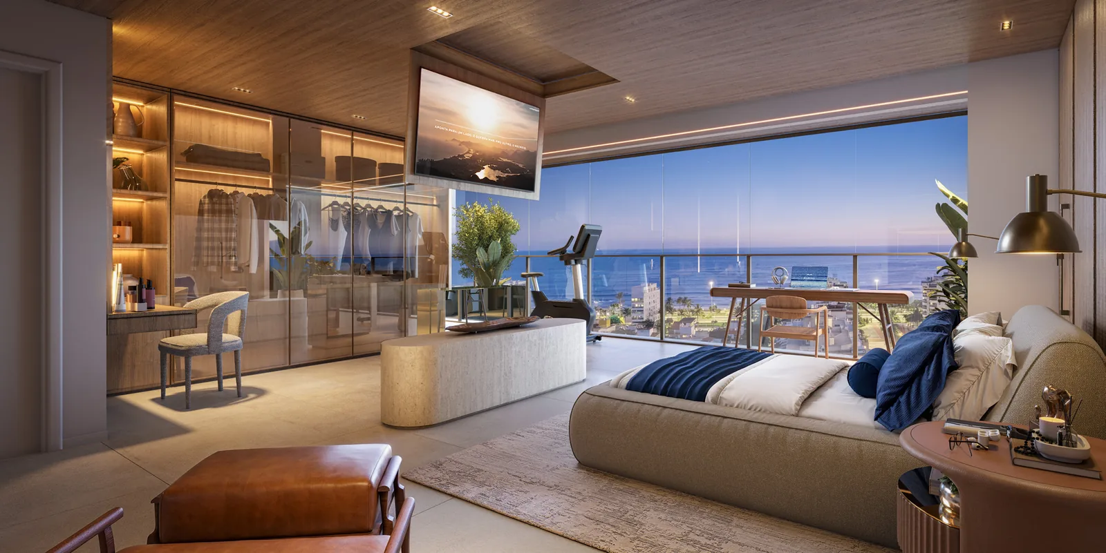 Suíte master com vista para o mar