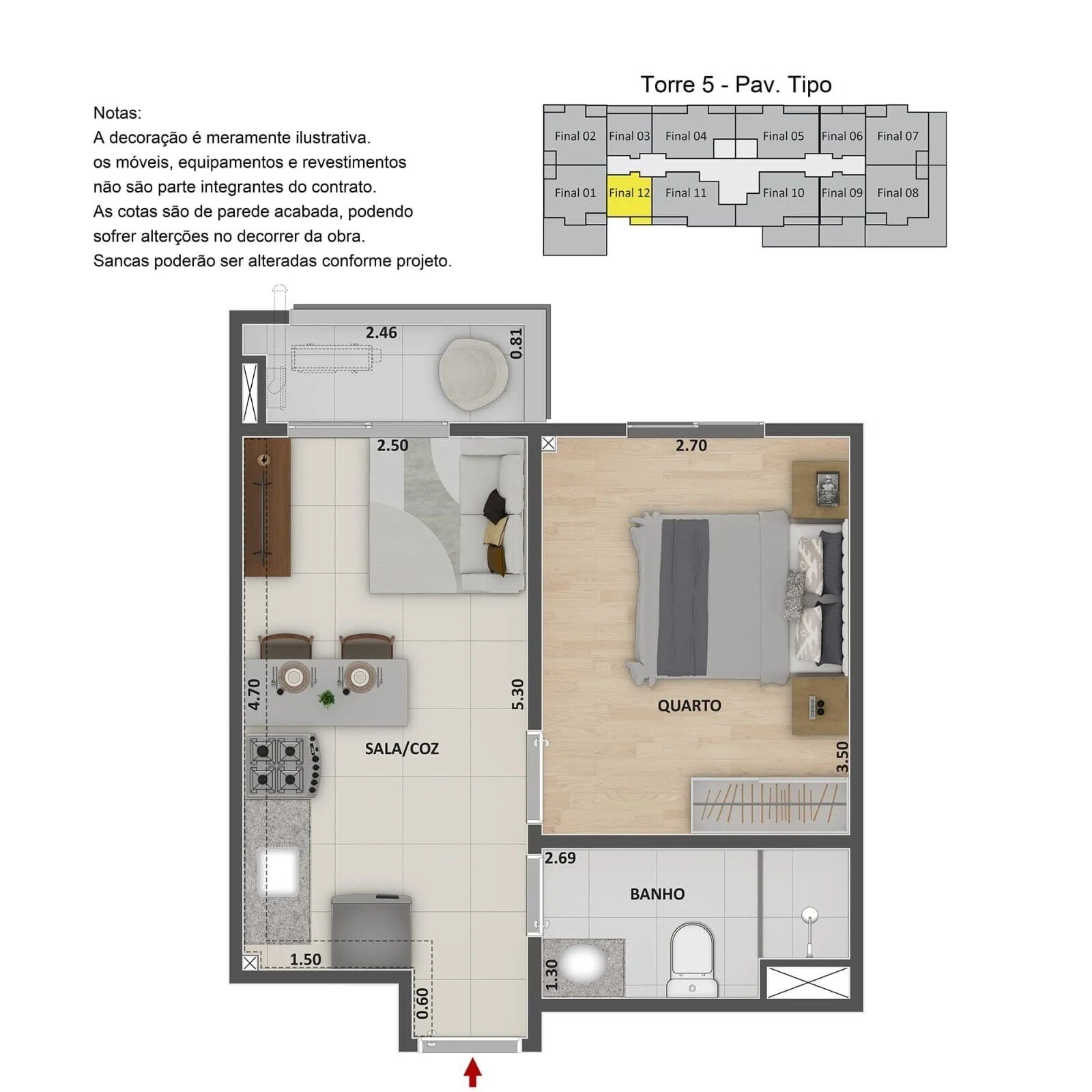 Planta de 1 quarto
