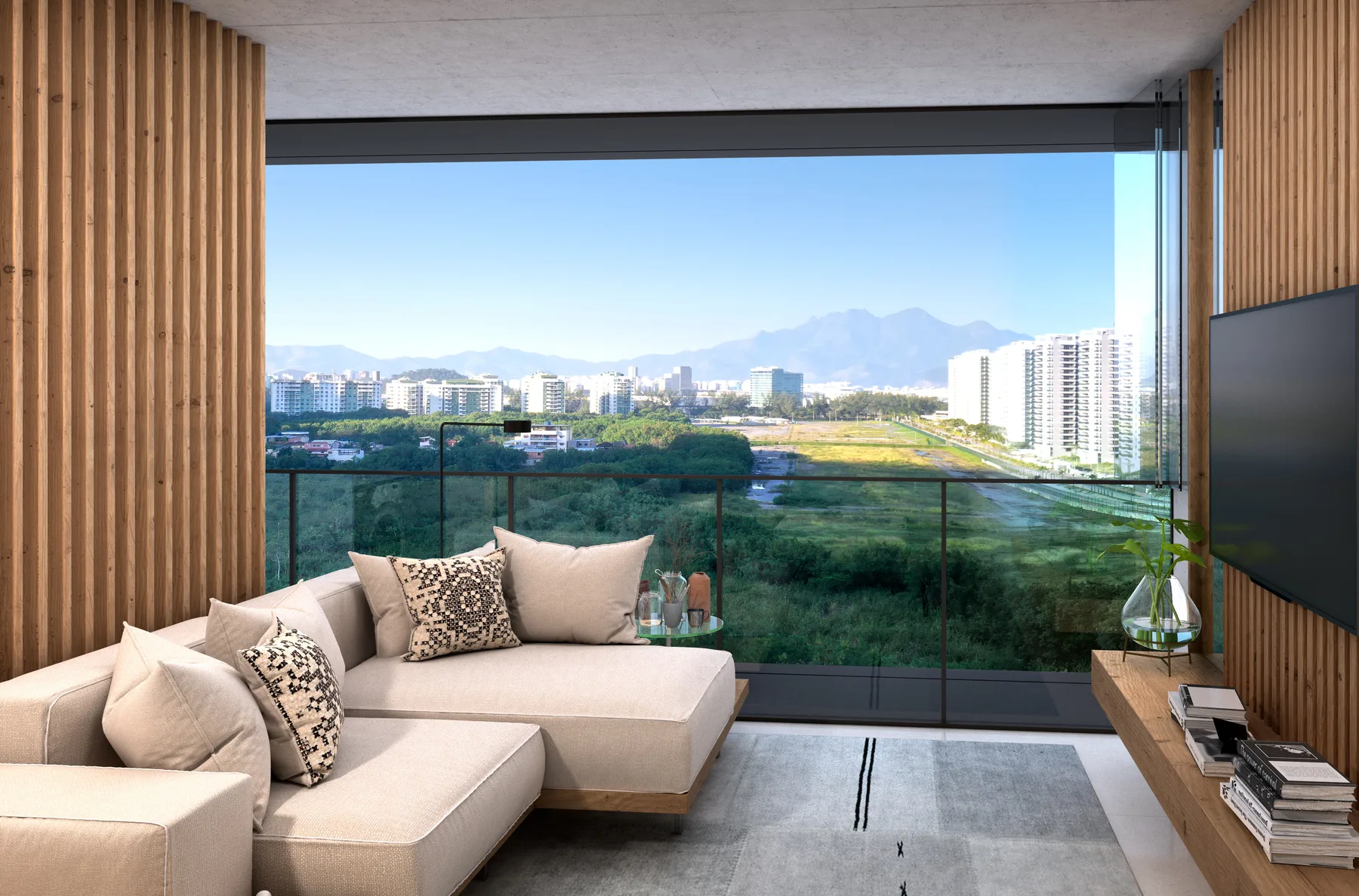 Sala decorada com vista
