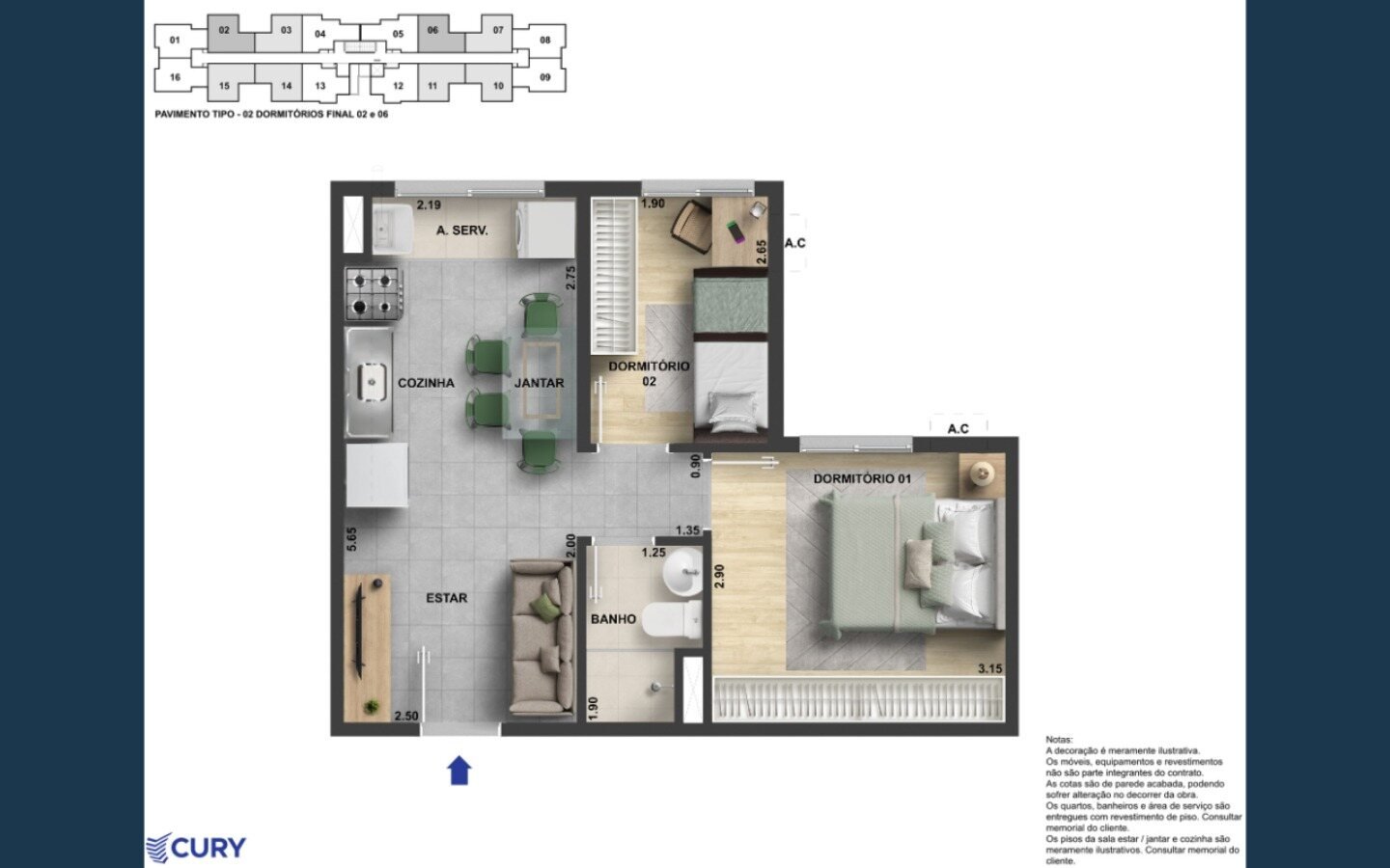 Outra planta de 2 quartos