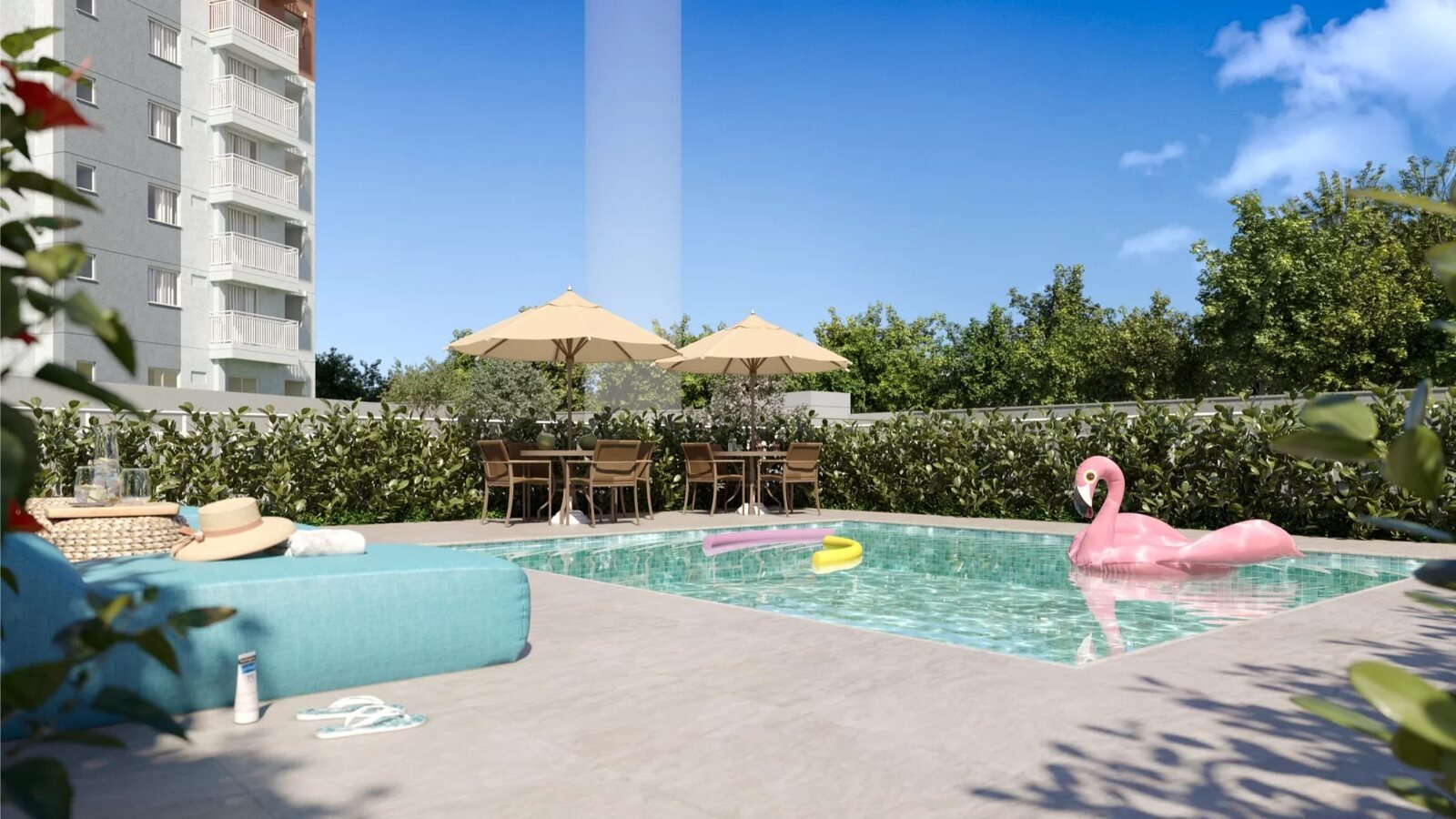 Piscina com lounge