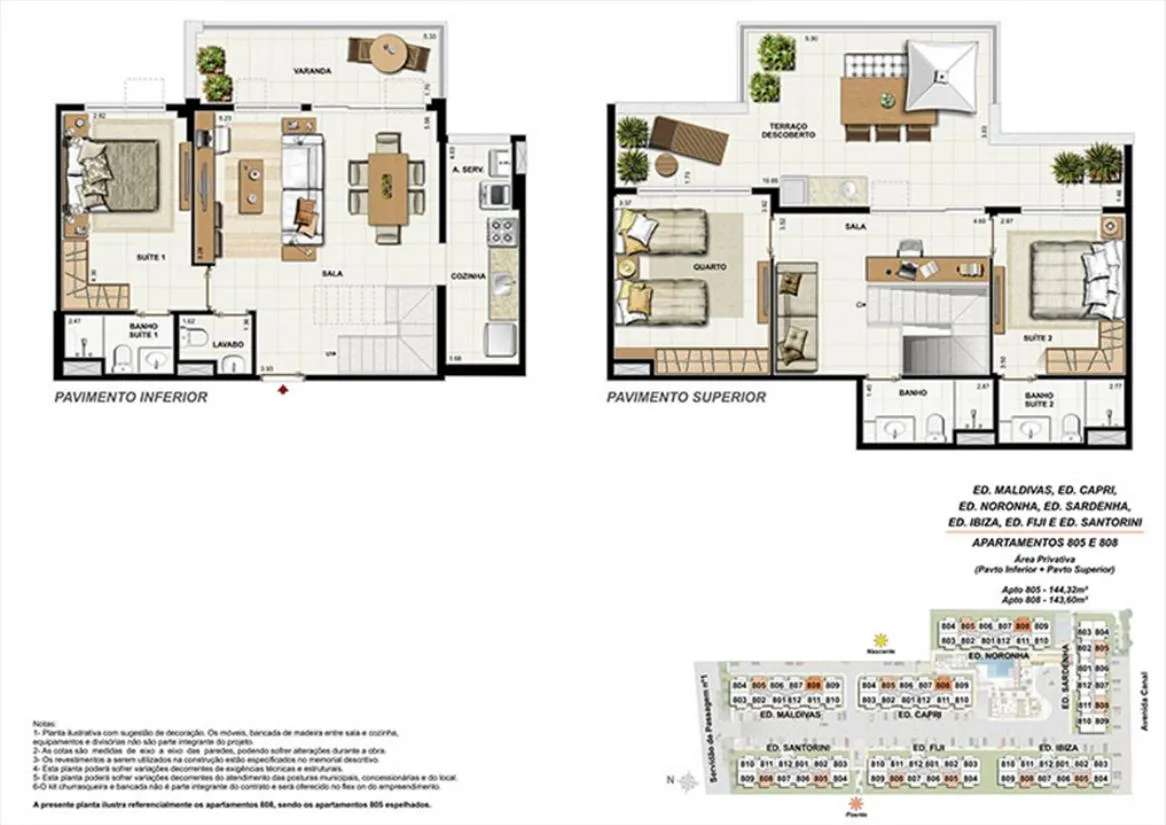 Planta do Ocean Pontal Residence