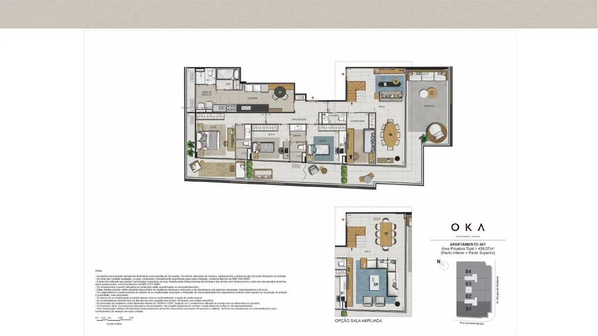 Planta do OKA Residence Lagoa