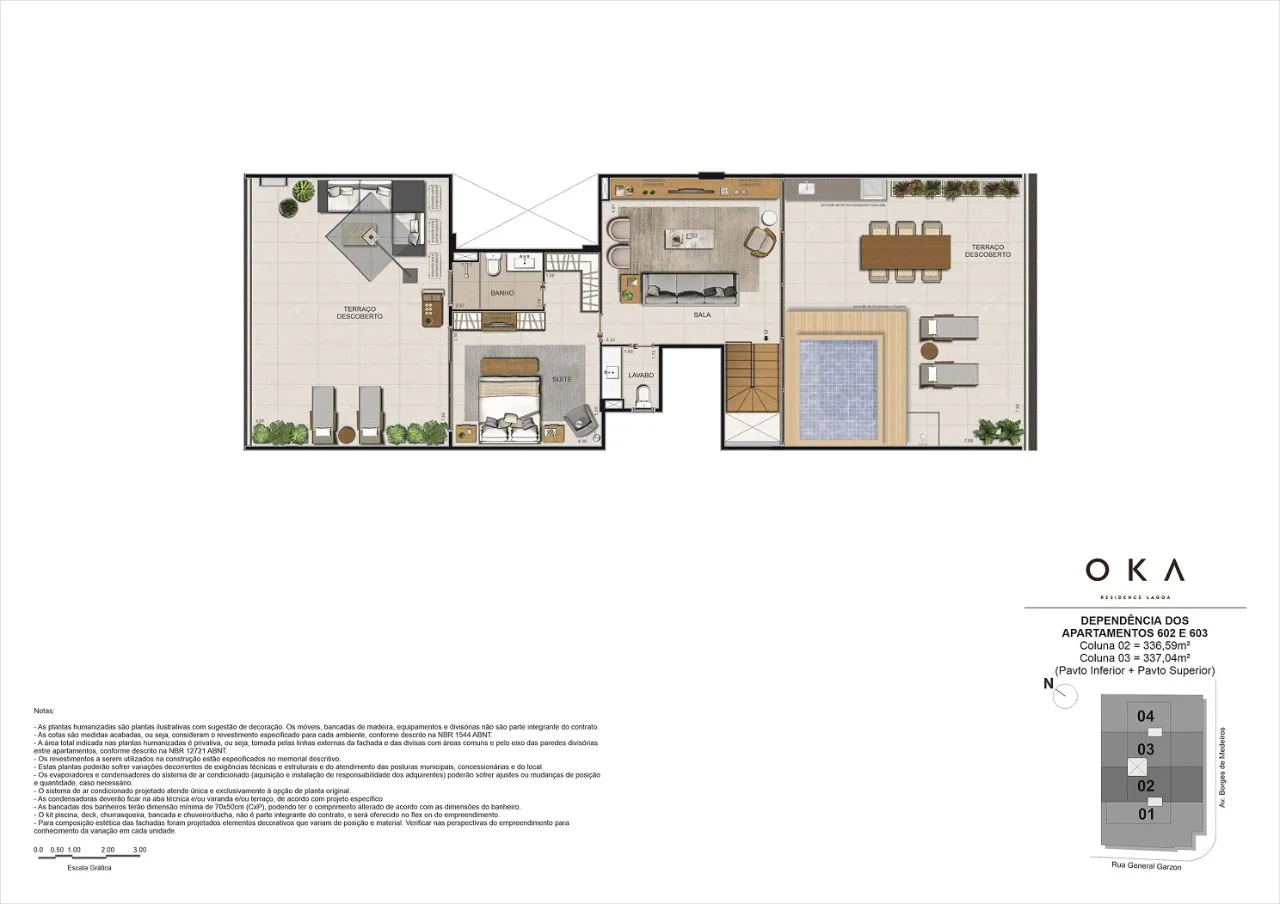 Planta do OKA Residence Lagoa: Planta 1