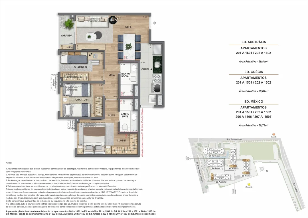 Planta 3 quartos com suíte Only by Living Cachambi
