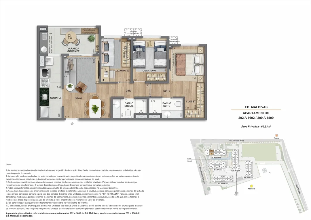 Planta cobertura duplex 2 quartos Only by Living