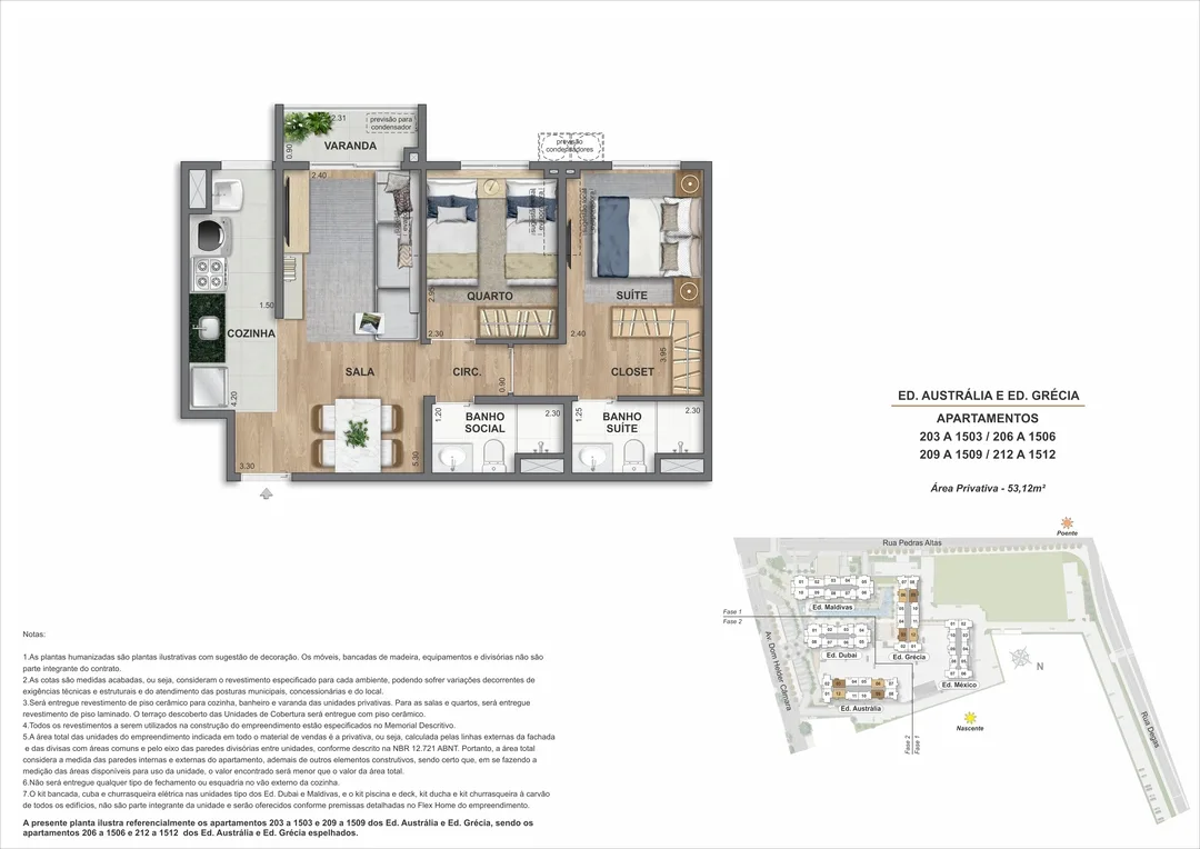 Planta cobertura duplex 3 quartos Only by Living
