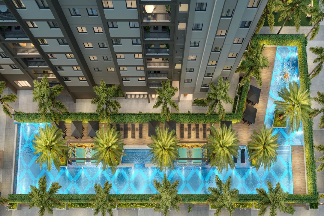 Vista aérea das piscinas do Only by Living