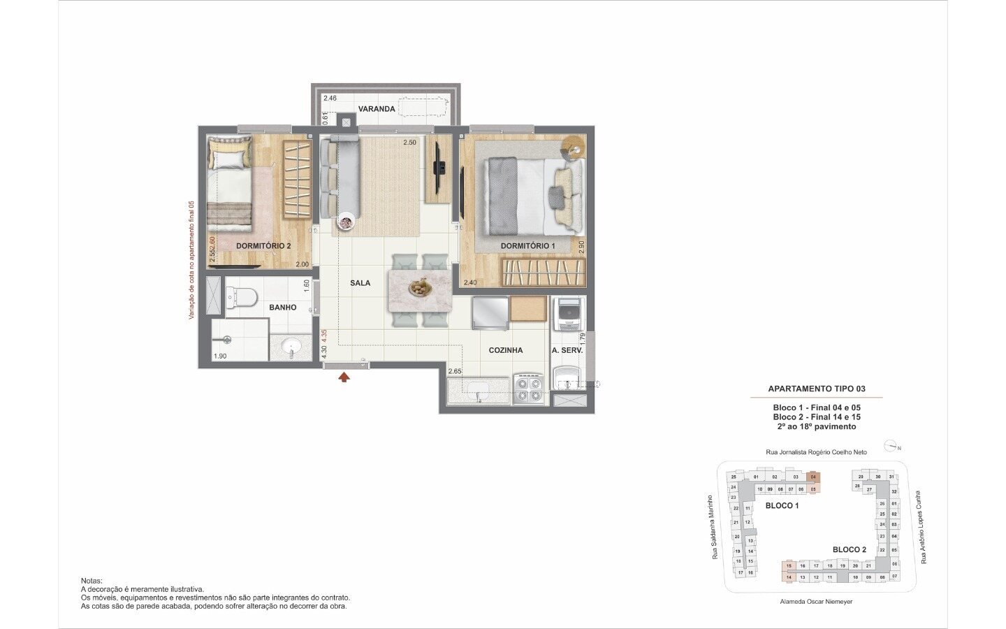 Terceira planta de 2 quartos