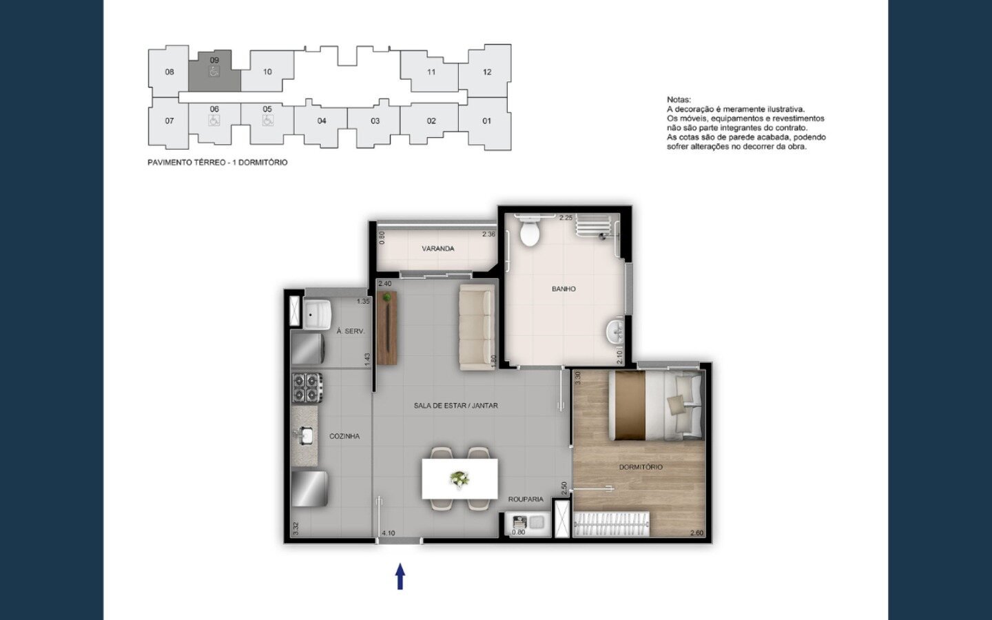 Planta de 1 quarto