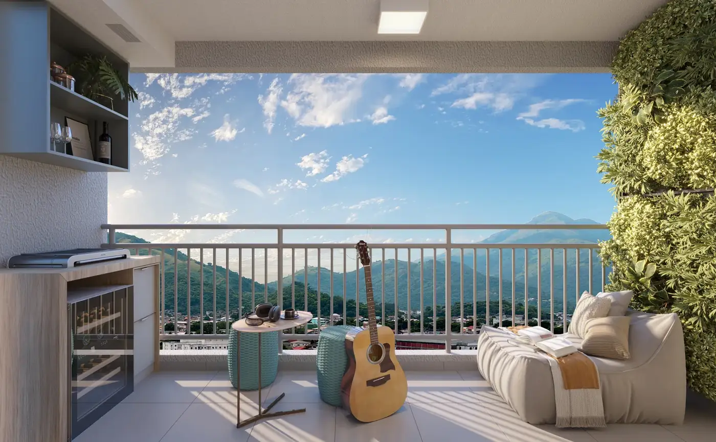 Varanda decorada do Residencial Laranjeiras