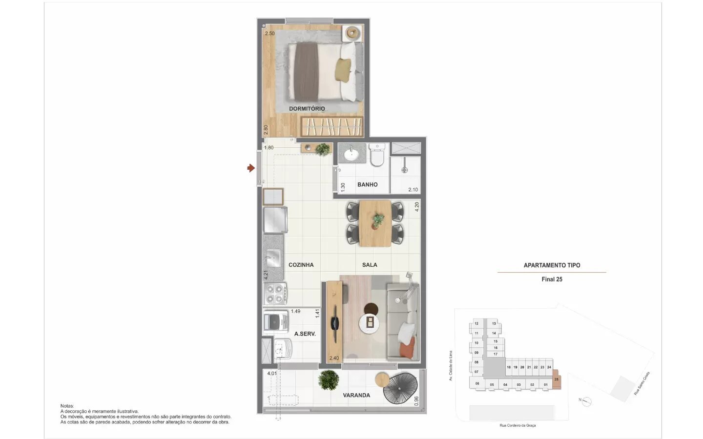 Planta de 1 quarto