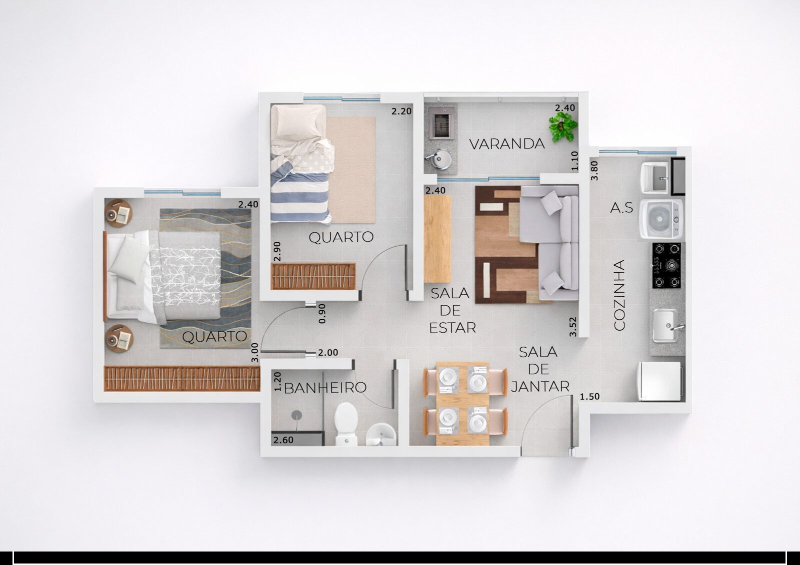 Planta de apartamento de meio do Rio+