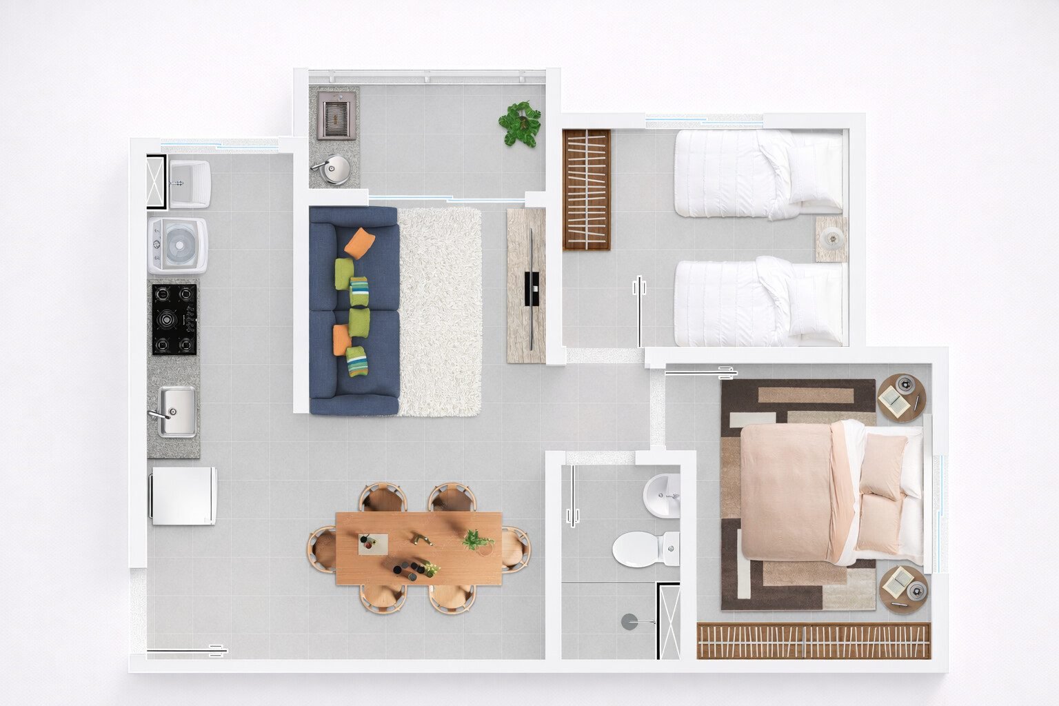 Planta de apartamento de ponta do Rio+